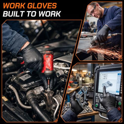 10 Mil HEAVY DUTY Nitrile Gloves Latex Free Rubber Disposable Gloves with Diamond Textured Mechanic BBQ Cooking Gloves - size: Large