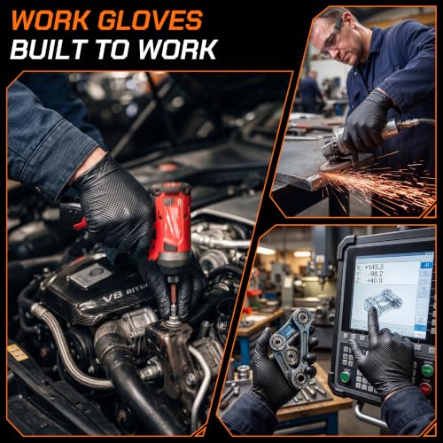 HEAVY DUTY 10 Mil Nitrile Gloves Disposable Rubber Cooking Gloves Industrial Raised Diamond Texture,Latex Free 1000PCs - size: Large
