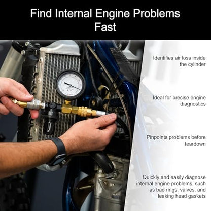 Tusk Leak Down Tester – Engine Cylinder Leakage Tester with Dual Gauges and Hose
