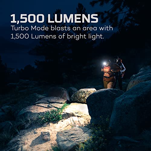 NEBO Transcend 1500 Rechargeable Headlamp | 1,500 Lumens, 5 Light Modes, Detachable Magnetic Work Lamp, Waterproof, Bright LED Head Light for Hiking & Camping, Includes USB Charging Cable - style: 1500 Lumen