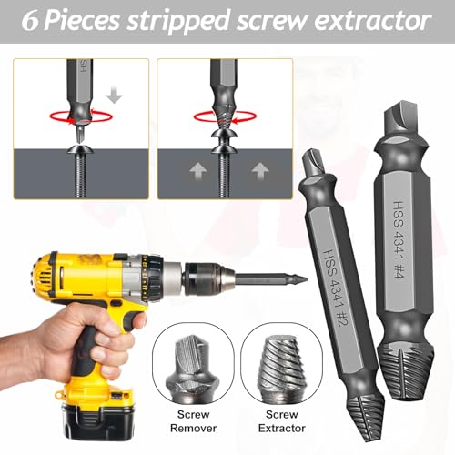 4PCS Damaged Screw Extractor Tools Sets, Stripped Screws Nuts & Bolts Drill Bit Tools for Easy Removal(silvrr) - color: 4pcs Silvery