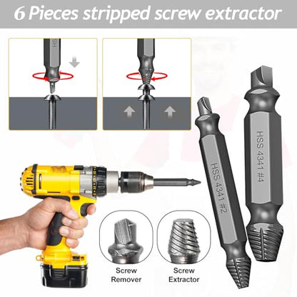 4PCS Damaged Screw Extractor Tools Sets, Stripped Screws Nuts & Bolts Drill Bit Tools for Easy Removal(silvrr) - color: 4pcs Silvery