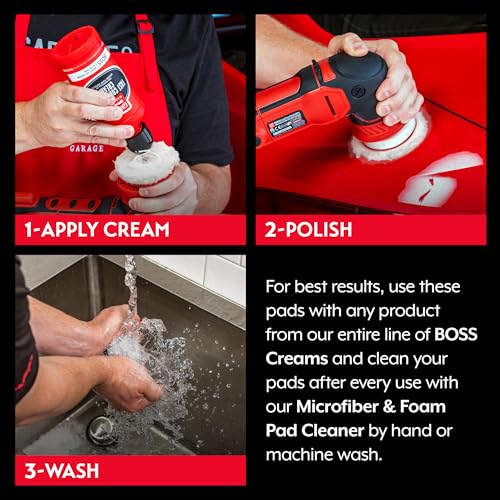 Griot's Garage BOSS 3” Microfiber Pads for Car Polishing and Detailing, Buffing Pads for Moderate and Severe Scratch Removal, Set of 3 - size: 3 Inch Pads (Set of 3)