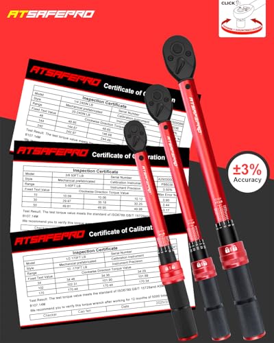 ATsafepro Torque Wrench Set-1/4 20–240 in-LB, 3/8" 5–50 ft-lb,1/2" 10–170 ft-lb with 3 Socket Adapters,±3% Accuracy, Dual Scale, 72-Tooth, Dual-Direction for Car, Bike, Motorcycle Repair Maintenance - style: 1/4" 20-240 IN.LB+3/8" 5-50 FT.LB+1/2" 10-170 F