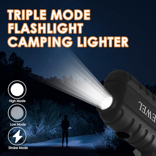 DEWEL Rechargeable Electric Arc Lighter, Waterproof USB C Lighter with LED Battery Display, Flashlight, and 360° Flexible Extendable Neck, Perfect for Candle, Camping, and Outdoor Adventure