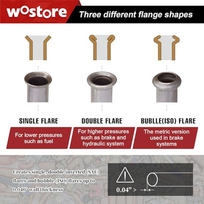 Wostore 25FT Brake Line Kit & Flaring Tool, 24 Brass Fittings, 3/16-5/8" | Double & Single & Bubble flares flaring tool. 25FT 3/16" copper line. Cutter and reamer included. 7 sizes up to 5/8" - size: Flaring tool with 3/16" brake line