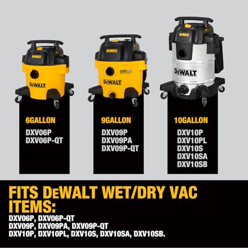 4 PACK DEWALT Dust Bags DXVA19-4101, DEWALT Vacuum Bags for 6-10 Gallon Wet/Dry Vacuum, Shop Vac Bag Compatible with DXV06P DXV09P DXV09PA DXV10P DXV10PL DXV10S DXV10SA DXV10SB - size: 4 PACK