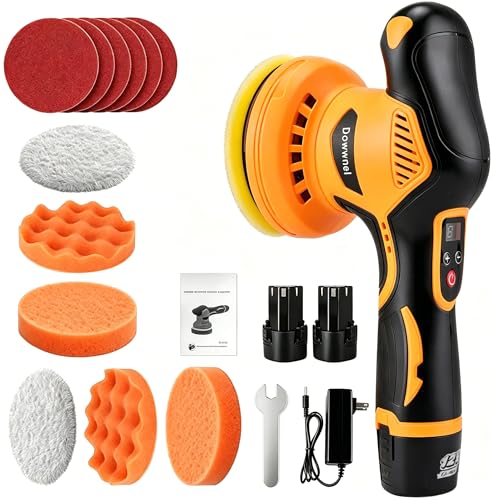 2026 Buffer Polisher, 8-Speed 1200W Power with 2 Batteries & LED Display - Complete Car Buffer Polisher Kit, DA Orbital Buffer for Car Cleaning Kit for Detailing, Polishing,Waxing & Scratch Removal