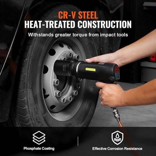 VEVOR Axle Nut Impact Socket Set - 1/2" Drive Deep 6+12-Point 14-Piece Metric Spindle Nut Socket CR-V Heat Treated Large Socket Set with Storage Case for Auto Repair, Removing or Installing Axle Nuts - style: 1/2" 14PCS CR-MO