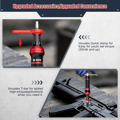 VANPO Torque Screwdriver, 10-80 In-lb, 24 Piece, Click Style for Gunsmith | 1 in-lb Increment, Grip ergonomics, 1/4 Inch Torque Wrench Screwdriver Set with S2 Bits for Electronics, Bike & DIYer - size: 10-80 inlb