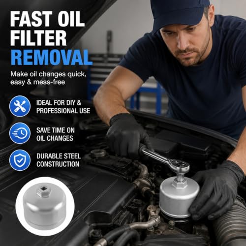86mm 16 Flute Oil Filter Wrench for BMW Volvo, 6061 Aluminum Oil Filter Cap Removal Tool, 3/8" Drive Compatible, Fits N54 N55 N20 N63 BMW X3 X5 328i 535i Volvo XC90 XC70 S60 Oil Change Kit