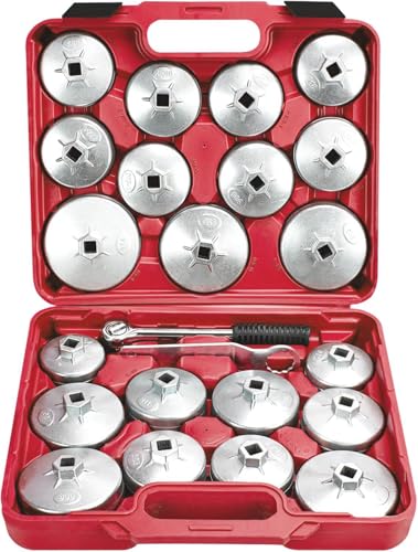Oil Filter Wrench Set 23pcs Aluminum Alloy Cup Oil Filter Type Wrench Socket Removal Tool Set 1/2" Drive Oil Filter Removal Tool Kit?red? - color: Red