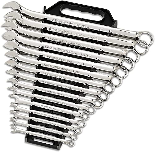 GEARWRENCH 30 Piece 12 Point Long Pattern Combination SAE/Metric Wrench Set with Wrench Racks (1/4-1 in., 8-22 mm) - 81937 - size: 25 PC