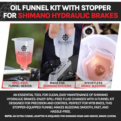 BleedZone Oil Funnel Kit with Stopper for Shimano Hydraulic Brakes, Spill-Free Funnel Compatible with Shimano Brake Bleed Kits for MTB Brakes