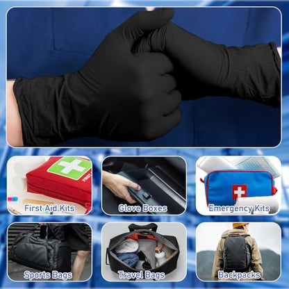 Chicingyou 30 Pairs Disposable Emergency Glove Individually Packaged Travel Gloves Travel Trauma Nitrile Essential Glove (Black) - color: Black