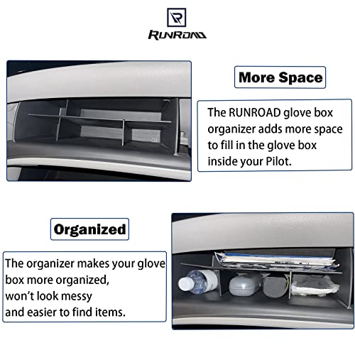 Glovebox For 2016-2022 Honda Pilot, 2017-2023 Ridgeline, 2019-2023 Passport | Glove Box Dividers Pilot Ridgeline Passport Accessories, Console Interior Storage Insert Compartment Divider Organizing Tool