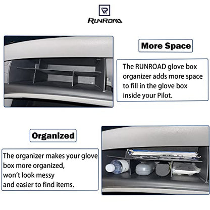 Glovebox For 2016-2022 Honda Pilot, 2017-2023 Ridgeline, 2019-2023 Passport | Glove Box Dividers Pilot Ridgeline Passport Accessories, Console Interior Storage Insert Compartment Divider Organizing Tool