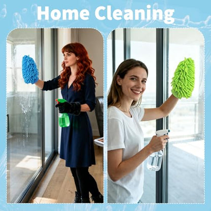 20 Pcs Car Wash Mitt 8.3 x 10.2 Inch Bright Colors Cleaning Drying Mitts Chenille Microfiber Double Sided Glove for Auto Detailing