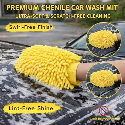 18FT Reach Car Wash Brush with Long Handle, Car Wash Kit with 4.6-12 Telescoping Pole, 20L Collapsible Bucket, Microfiber Cleaning Mop, Mitt, Window Squeegee for RV Truck SUV Boat Solar Pane Washing