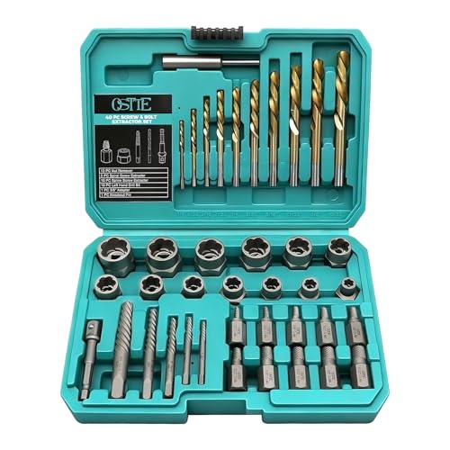 Bolt Extractor Kit & Screw Extractor Set, 40 Pcs with Left Hand Cobalt Drill Bits & Easy Out for Removal of Broken, Stripped, Rusted, Frozen, Rounded-Off Screws, Bolts, Studs, Nuts - size: 40 Piece