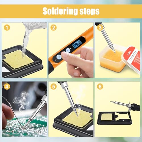 Soldering Iron Kit, 90W 110V Fast Heating LED Digital Soldering Pen, Adjustable Temperature Soldering Iron with Ceramic Heater, 10-in-1 Soldering Kit for Electronics Repair and DIY Projects - color: 10 in 1 Orange