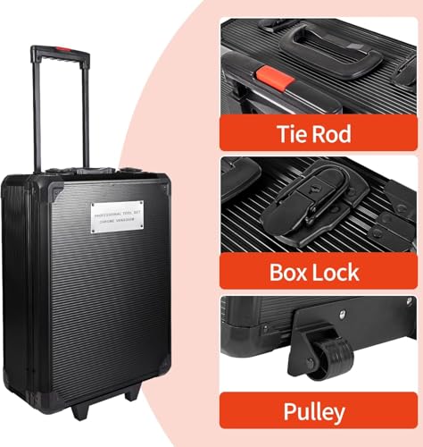 Arcwares 799pcs Aluminum Trolley Case Tool Set Silver, House Repair Kit Set, Household Hand Tool Set, with Tool Belt,Gift on Father's Day (Black)