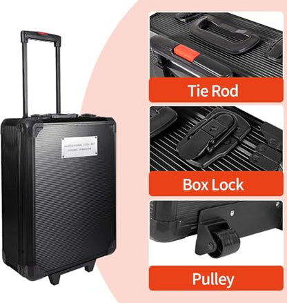 Arcwares 799pcs Aluminum Trolley Case Tool Set Silver, House Repair Kit Set, Household Hand Tool Set, with Tool Belt,Gift on Father's Day (Black)