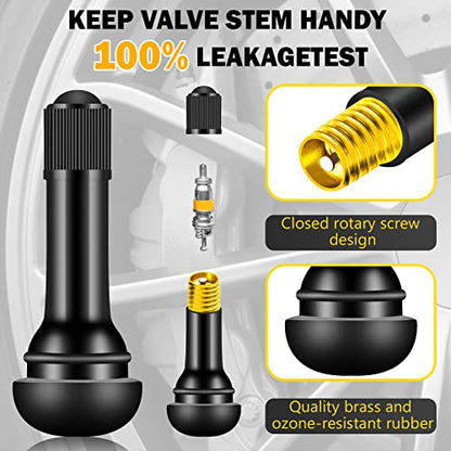 Tire Valve Stems Rubber Black Rubber Snap-in Valves,Tubeless Valve Stems Suit for 0.453 inch Rim Holes on Standard Vehicle Tires (150pcs（TR412-150pcs）) - size: 150pcs（TR412-150pcs）