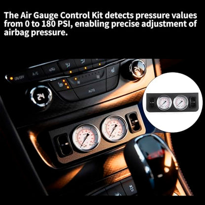 Air Gauge Control Kit in-Cab Dual Panel Paddle Valve Switch with Quick Connect Fitting for Air Bag Suspension System 0-180psi - color: Dual dial
