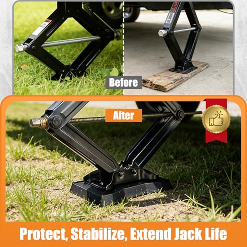 HOXWELL RV Stabilizer Jack Pads 4 Pack, Heavy Duty Solid Rubber Scissor Jack Leveling Blocks, RV Jack Foot Protection Pads for Trailer, Camper & 5th Wheels, Non-Slip Sturdy Support, Black - size: 4 Pack