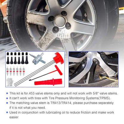 Quick Change Tire Valve Tool Kit,Tire Valve Stem Core Quickly Replacement Tool Kit,Perfect Tool for Replacing Leaky Valves in Cars,ATVs,Trucks,Motorcycles, etc.with TR413/414 Valve,4-Way Valve Tool - size: Set C