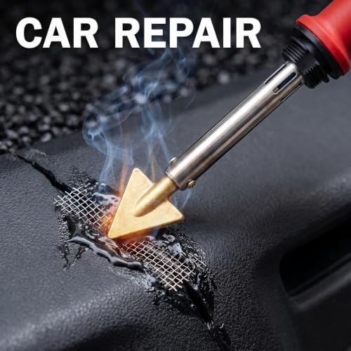 6-Piece Copper Plastic Welding Replacement Tips, Smoothing Repair Iron Heads for 80W Welder Kit, Multi-Purpose Surface Restorer for Car Bumper, Kayak, Leather, Shoes, and Toys