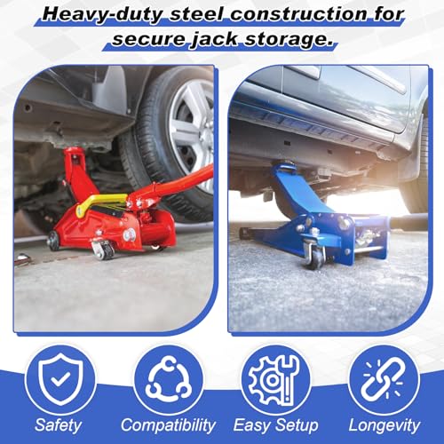 4 Pcs Floor Jack Stand Wall Mount Organizer Brackets Low Profile Car Hydraulic Trolley Jack Stands Holder Storage Rack Garage Tool Hangers Tower Trailer Accessories