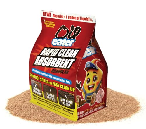 Rapid Clean Absorbent for Oil Spills, Automotive Spills, Paint Spills, Food Spills & Other Fluids | Absorbs 3x Its Weight, Clumps Quickly, Low Dust Formula, Plant-Based Ingredients, Safe around Pets