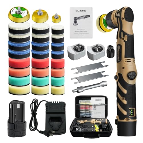 Cordless Mini Polisher,1/1.5/2Inch,DA&RO with 11 Variable Speed 2500-6000 RPM,2.3Ah Rechargeable Battery,Car Detailing Micro Polisher - style: 1*Battery Kit