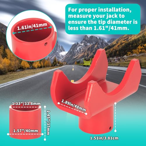 2-in-1 Bottle Jack Adapter for 12-Ton Jack - Fits 2/3/4 inch Round & 1.89" Square Tube - for RV, Truck, Trailer Jacks with Top Diameter < 1.61" - color: Red-With one jack adapters