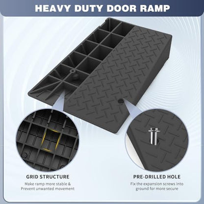 Rubber Threshold Ramp 9.85Inch Rise, Wheelchair Rubber Door Ramp with Non-Slip Surface, Home Step Ramp with Channel for Wheelchairs/Cars/Scooters (2PCS, 2200LBs Loading) - size: 9.85 INCH-2PCS