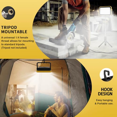 AUMIO 2-Pack Rechargeable LED Work Light, Portable Flood Light with 5 Modes | 3000LM Brightness | USB-C Rechargeable | Foldable Stand | Wide Floodlight Beam | Ideal for Garage & Camping - color: COB 2-Pack