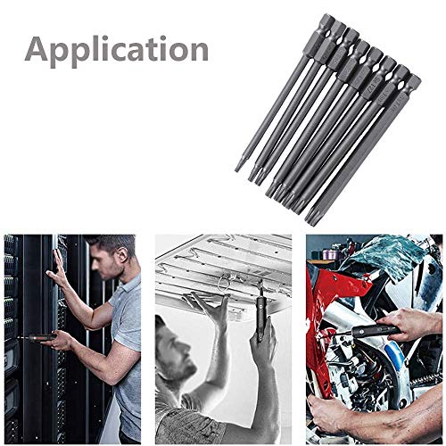 Mesee 8Pcs Long Torx Screwdriver Bit Set, 1/4 Inch Hex Shank T8-T40 Security S2 Magnetic Star Torx Head Screw Screwdriver Drill Bits Accessory Tool | 150mm Length - size: 150mm