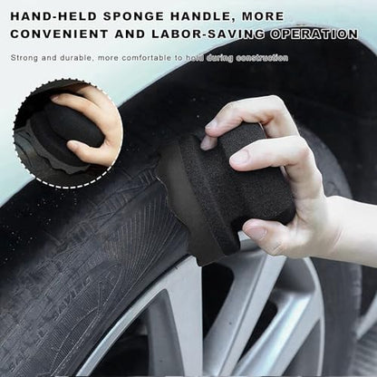 2PCS Large Tire Shine Applicator, Reusable Car Detailing Foam Hex Grip Dressing Pad, Durable Polishing Sponge Tool for Applying Tire Shine,Universal Cleaning Supplies for Wheel Care (Black) - color: Black, Large