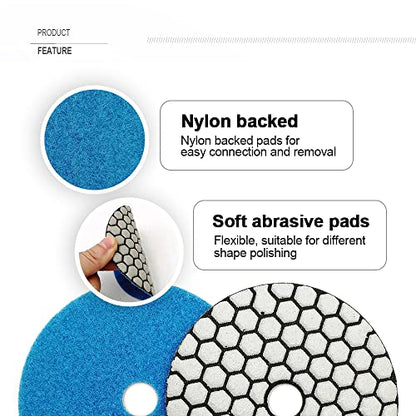 SHDIATOOL 7Pcs 4 Inch Dry Diamond Polishing Pads Grit 1500 for Granite Marble Stone Countertops for Grinder Polisher Machine - style: Grit 1500
