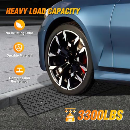 Nilight 3.2" Rise Curb Ramps, Heavy Duty Rubber Driveway Threshold Shed Ramp for Sidewalk Cars Lawn Mower Wheelchairs Motorcycles, 3300lbs Load Capacity - size: 3.2" Rise