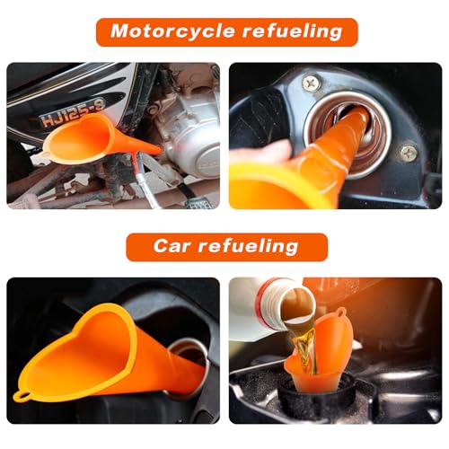 4 Pcs Plastic Long Neck Oil Funnel for Change, Multi-Function Long | For Transmission Fluid Automotive Funnels, Car Water Diesel Fuel Kerosene Liquids Engine Oil Funnel Set