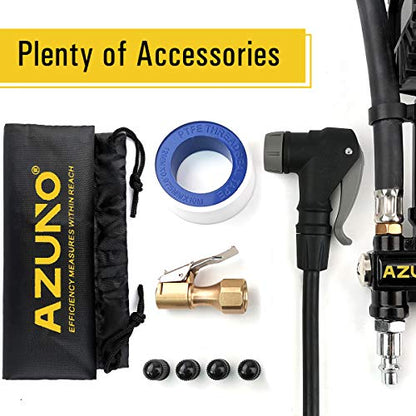 AZUNO Digital Bicycle Tire Inflator Gauge, Auto-Select Presta & Schrader | 200 PSI Digital Gauge, Auto-Select Valve, Air Compressor Ready, Brass Chuck, Rubber Hose, Oxford Storage Bag - size: Digital