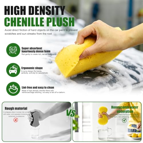 6PCS Microfiber Car Wash Mitt - Car Wash Gloves Kit with Microfiber Cleaning Cloth and Car Wash Sponge for Car Washing, Trucks, SUVs, Motorcycles Cleaning Detailing Polish - color: Greyish-green