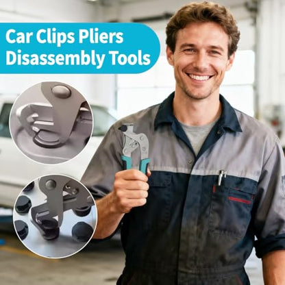 Car Clip Pliers with 100PCS Automotive Fastener Kit, Panel Clip | Removal Tool for Door Trim Clips, Auto Fastener Remover with Push Pin Retainer Rivets,Disassembly for Interior & Exterior
