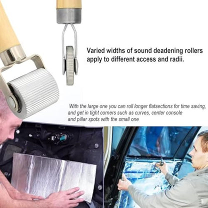 2 Pieces Wooden Handle Patch Tyre Retreading Repair Pinch Roller Hand Tool Set