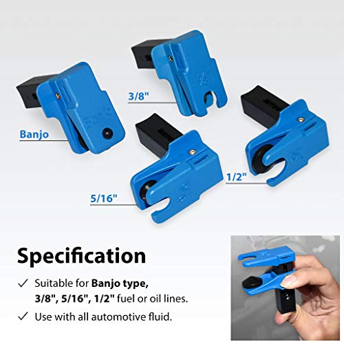 FIRSTINFO Taiwan Banjo, 3/8”, 5/16”, 1/2” Auto Steel Line Stopper Kit | Alloy Steel Fluid Stopper Set for Fuel Rail Hose, A/C Line, Brake Line, Banjo Fitting, F3929 - size: 4 pcs Steel Line Stopper Kit