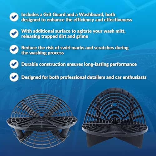 Grit Guard The Original Bucket Insert with Washboard Combo | Removes Dirt from Wash Mitt for Detailing | Car Wash Bucket Insert & Washboard | Red/Blue - color: Red/Blue