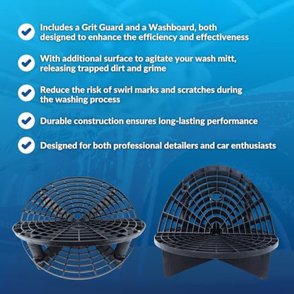 Grit Guard The Original Bucket Insert with Washboard Combo | Removes Dirt from Wash Mitt for Detailing | Car Wash Bucket Insert & Washboard | Red/Red - color: Red/Red